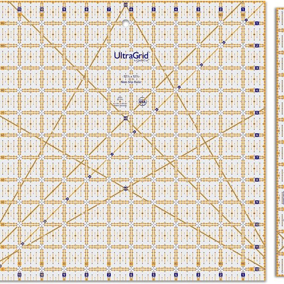 QuiltCut UltraGrid 12½" Square Bonus Non-Slip Quilting Ruler Set - Picture 1 of 4